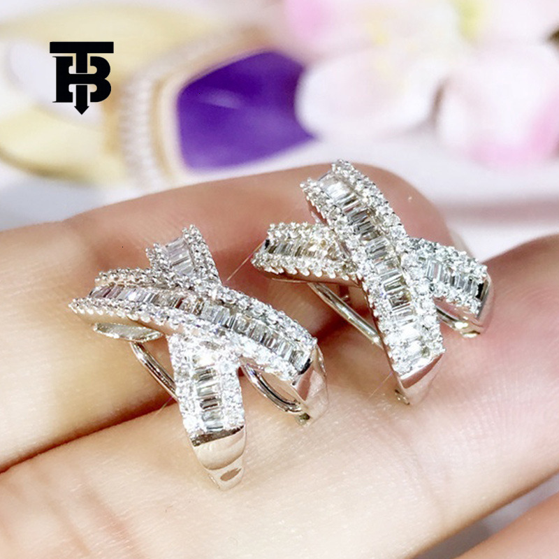 TB BHULAMTE Free Shipping I New Designer Accessories Trapezoidal Square Diamond Earrings Sweet Bow Earrings Women's Casual Earrings