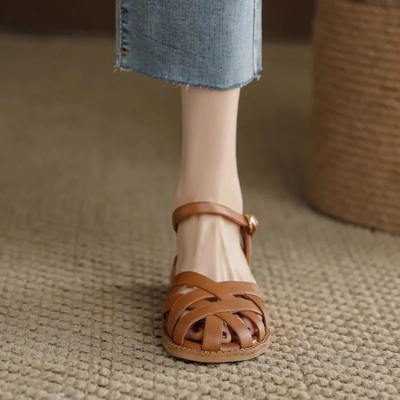 Shoes Female 2025 Buckle Strap Womens Sandals Fashion Solid Casual Sandal Peep Toe Flat Summer Beach 250908