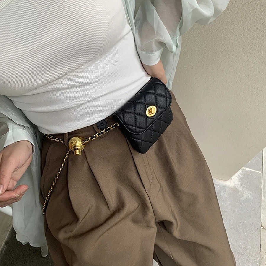 New Womens Little Golden Ball Waistband Bag French Small Fragrant Rhombic Belt Bag Mini Lightweight Chain Crossbody Bag M250909