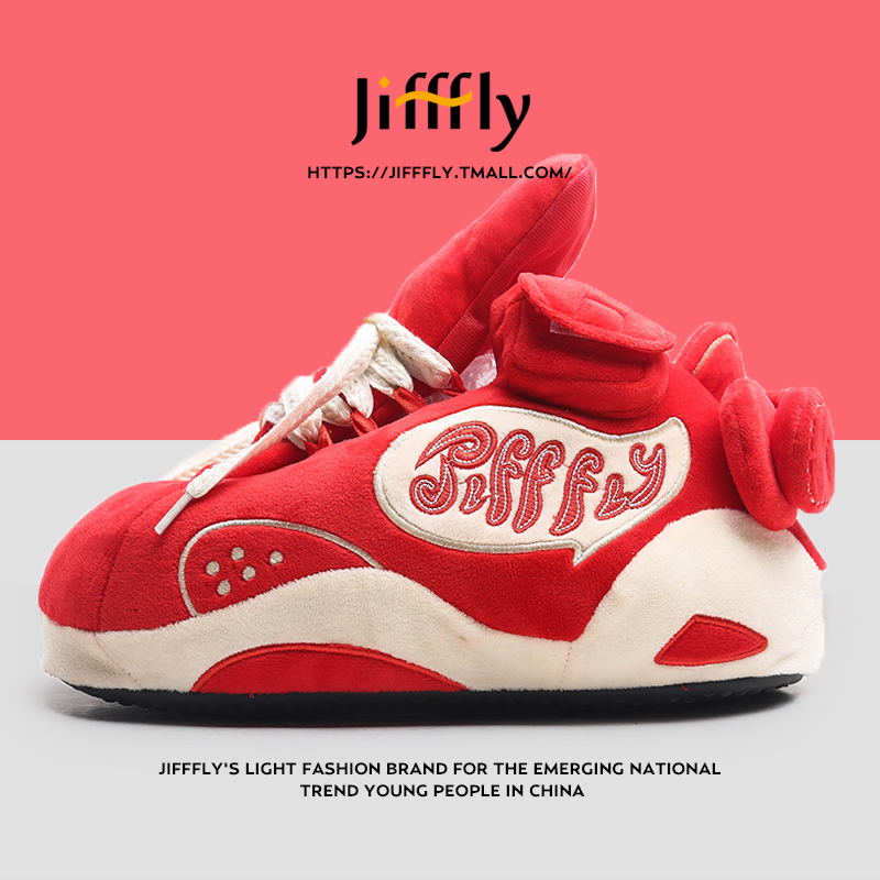 Jifffly free shipping designer shoes men's autumn winter new cute Plush embroidery couple cotton shoes men keep warm slippers women