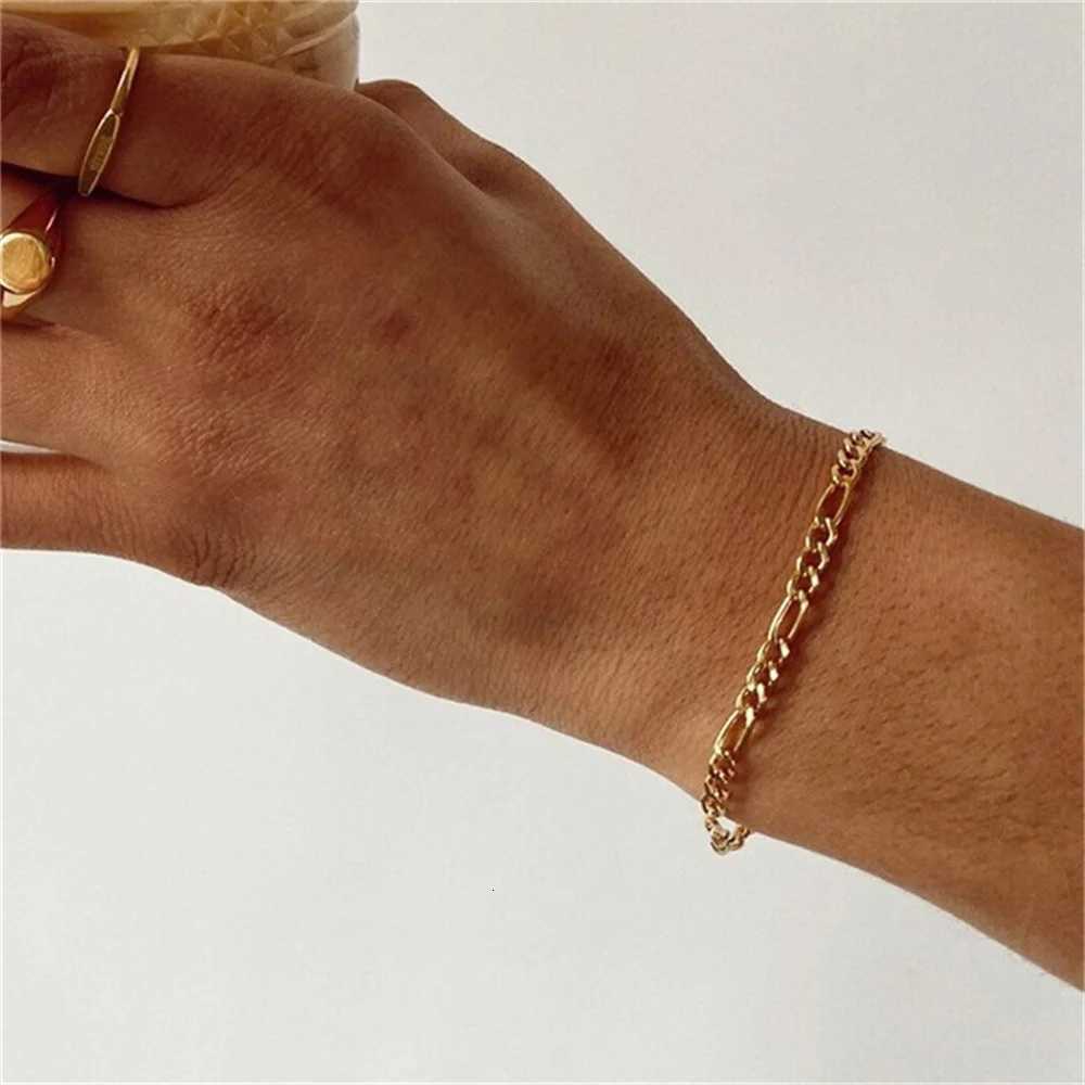 4MM Stainless Steel Figaro Bracelet Gold Color Bracelet For Women Mens Hip Hop Jewelry Fashion AccessoriesXJ250909