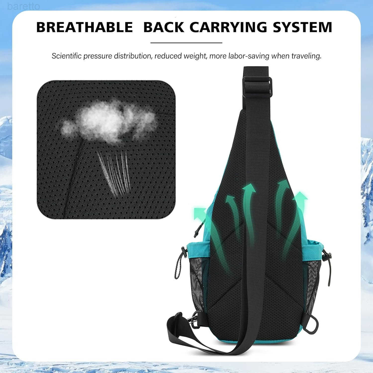 Small Sling Bag with 2 Bottle Holders Sling Backpack Crossbody Bag Chest Daypack for Daily Use Travel Bottle Not Included Black Z250909