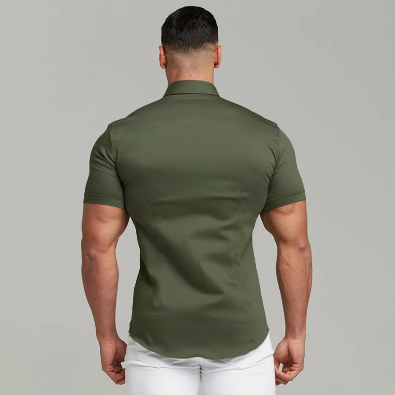 Summer Fashion Super Slim Fit Short Sleeve Shirts Men Classic Casual Dress Shirt Male Hipster Relaxed Luxe Formal Shirt 250909