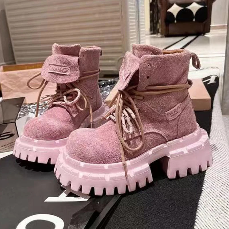 Ankle Boots for Women Flats Platform Shoes Fashion Winter Dress Woman 2025 Suede Cozy Chelsea Botas De Mujer 250908