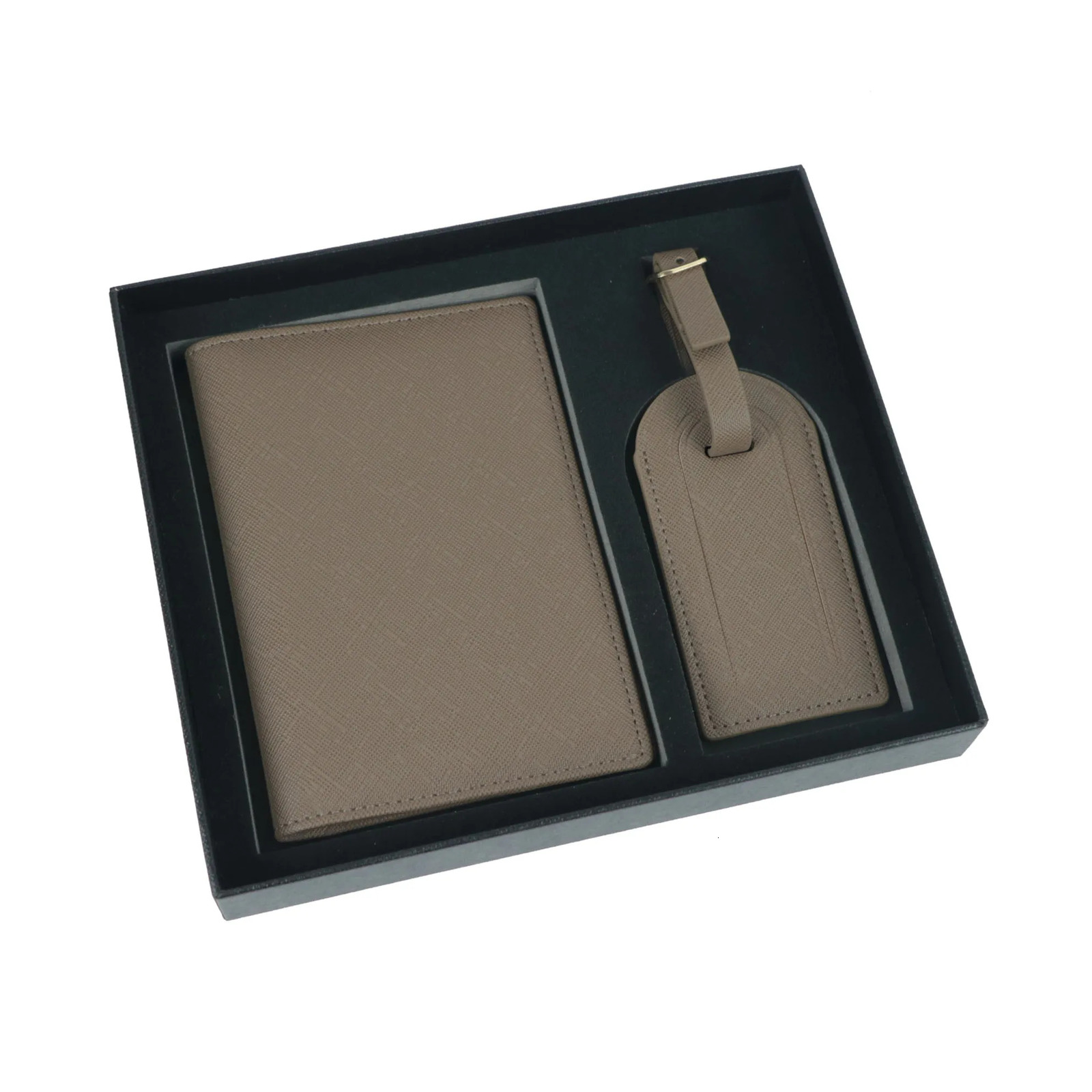 Free Monogrammed Initial Letters Gift Box Set Saffiano Leather Passport Holder Luggage Tag Passport Cover Travel Accessories250909