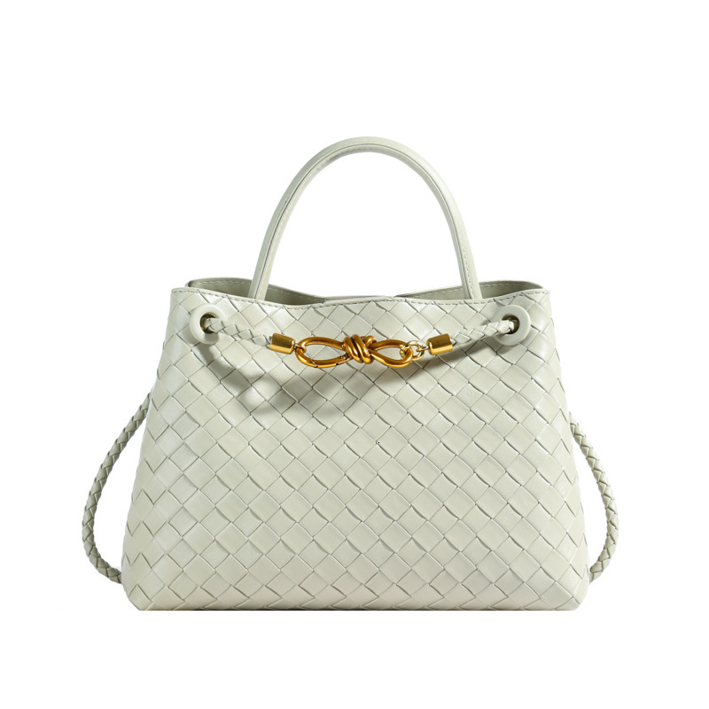 new women s bag luxury bag niche high end leisure metal rope buckle woven shoulder bag designer bag retro handbag shoulder bag