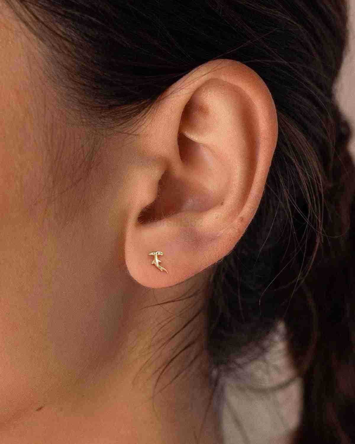 Back Earrings 14K Gold Plated Tiny Bow Hammerhead Shark Dragon Cowboy Boot Palm Tree Softball Flatback Stud Earrings for Women Helix JewelryW250909