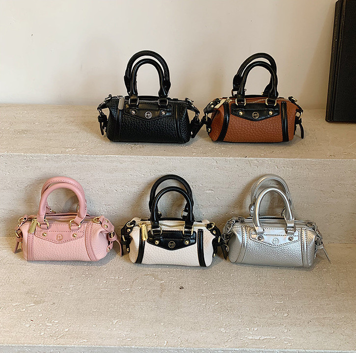 Fashion Children patchwork color handbag girls leather pillow bag INS kids single shoulder bag S4625
