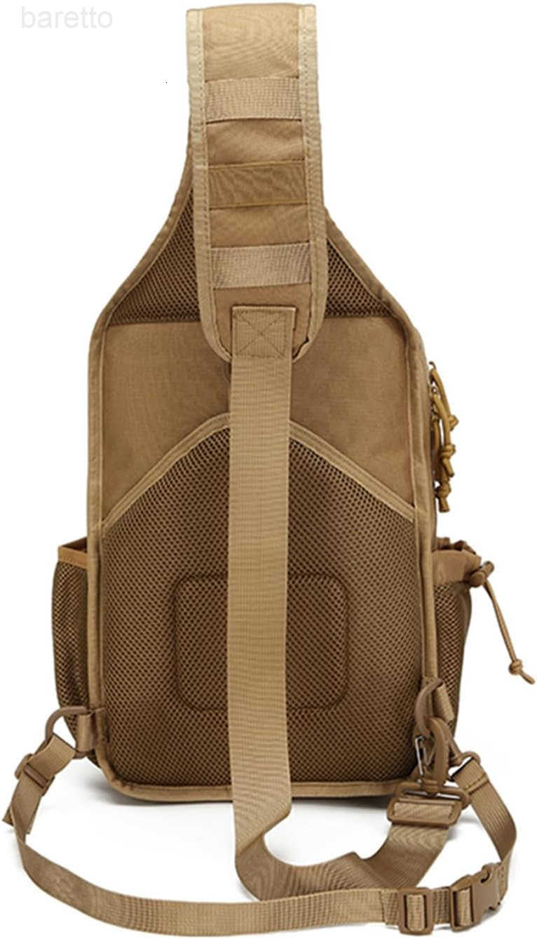 Tactical molle Single Shoulder Bag Large Capacity Multifunctional Backpack for Daily Using or Hiking Traveling Tan Black Z250909