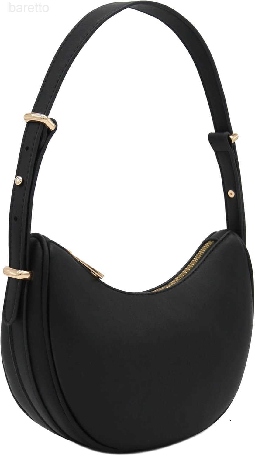 Crescent Smooth Faux Leather Underarm Shoulder Bag Z250909