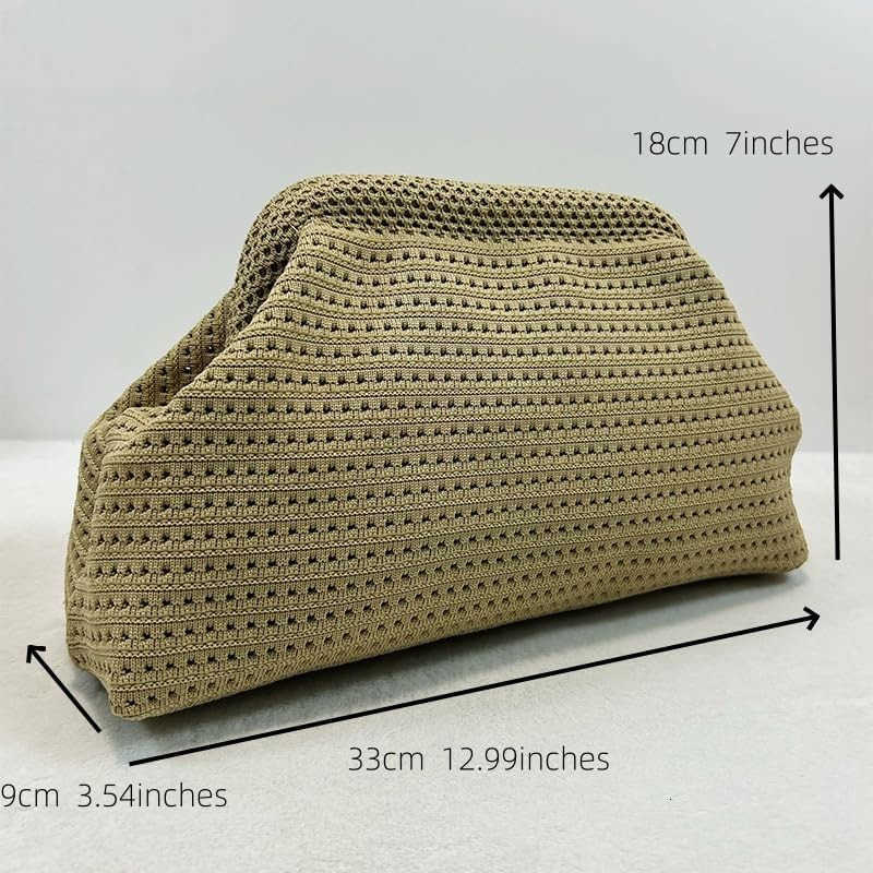 Clutch PursesSummer Beach Woven Crochet Bag 2025Evening Handbag Dumpling Striped Ruched Cloud Purse Z25909