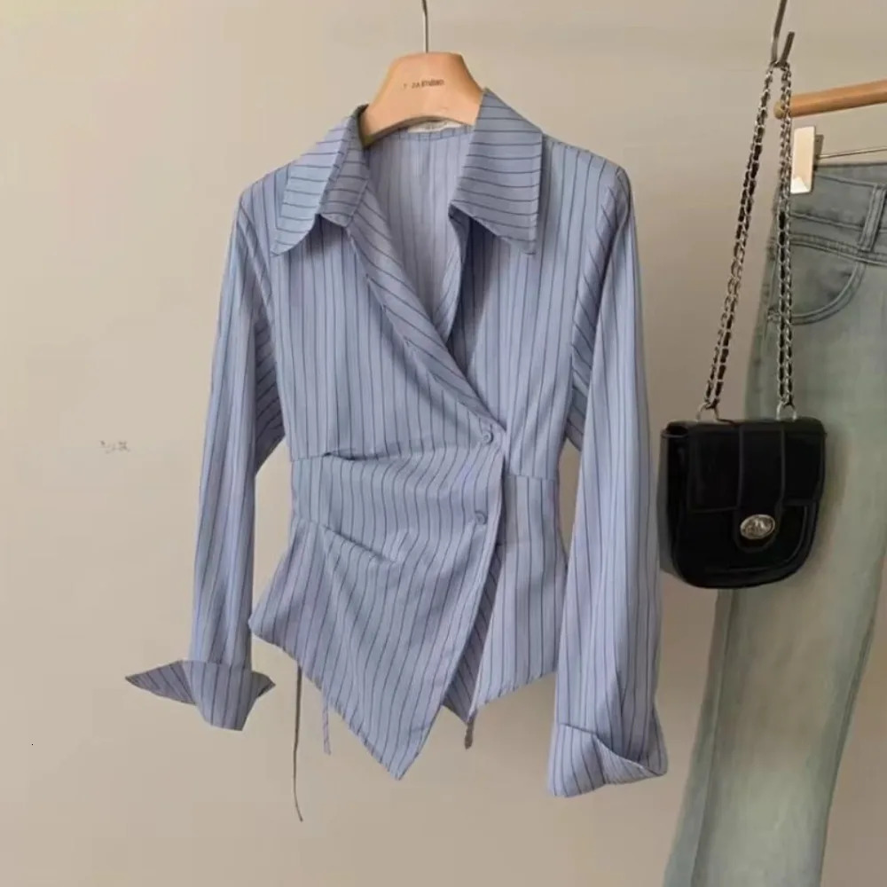 Spring Autumn Casual Striped Shirt Women Shirts Fashion Female Long Sleeve Slim Blouse Tops Office Lady Shirts 250908