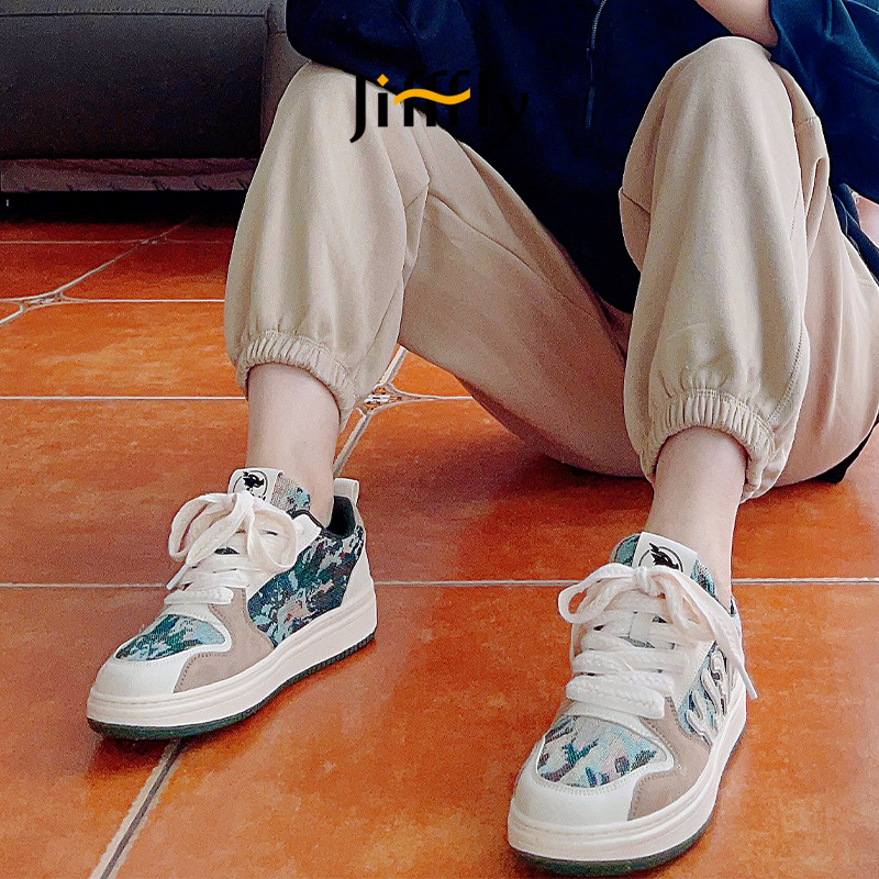 Casual Korean-Inspired Airflow Jifffly Vintage Doodle Patterned Athletic SlippersJFY-831