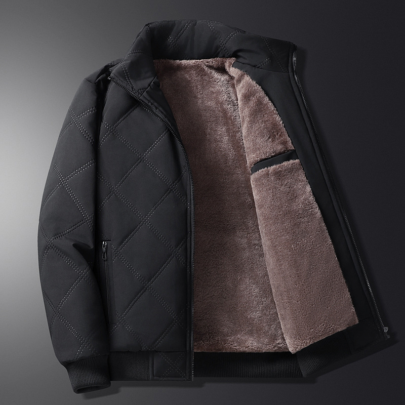 hot Designer free shipping Classic and comfortable cotton jacket new mens autumn and winter standing collar with plush insulation warm cotton jacket