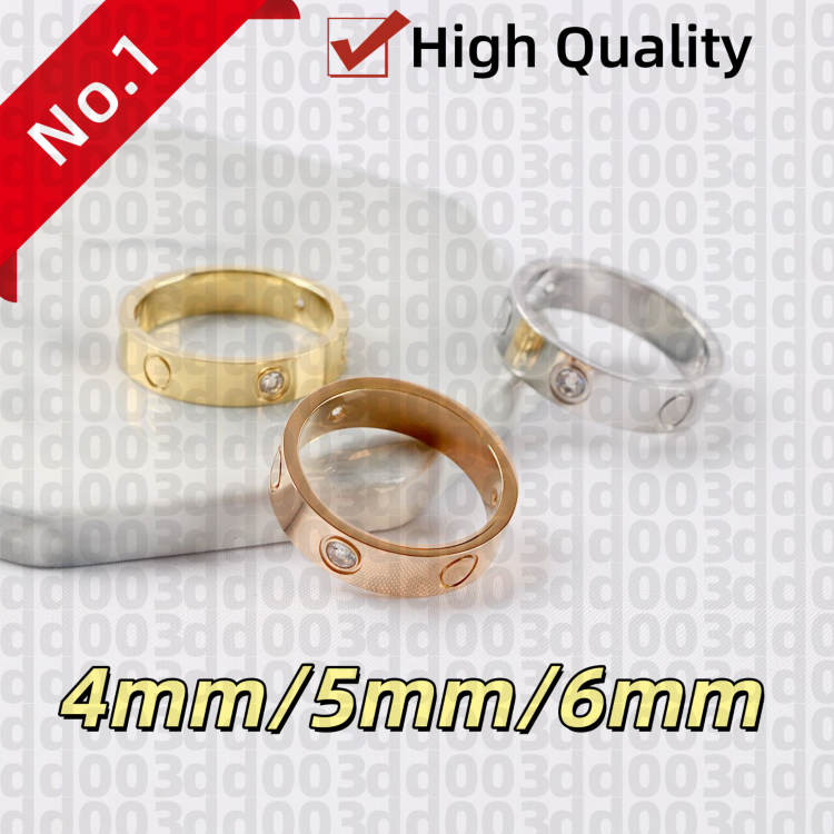 Diamond designer ring men screw rings for women Titanium Steel Engagement wedding luxury jewelry fashion simple plated silver gold ring 4mm 5mm 6mm dd06