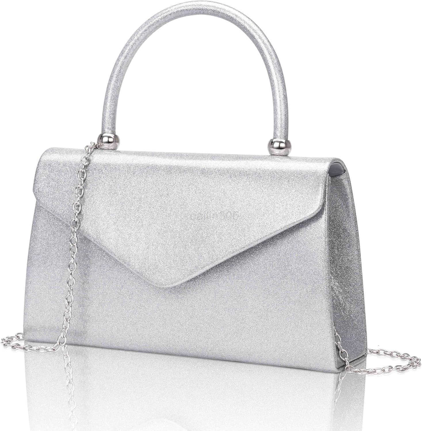 Womens Evening Handbags Glitter Top Handle Evening Clutch Purse wChain for Party Prom Wedding Cocktail Club Z25909