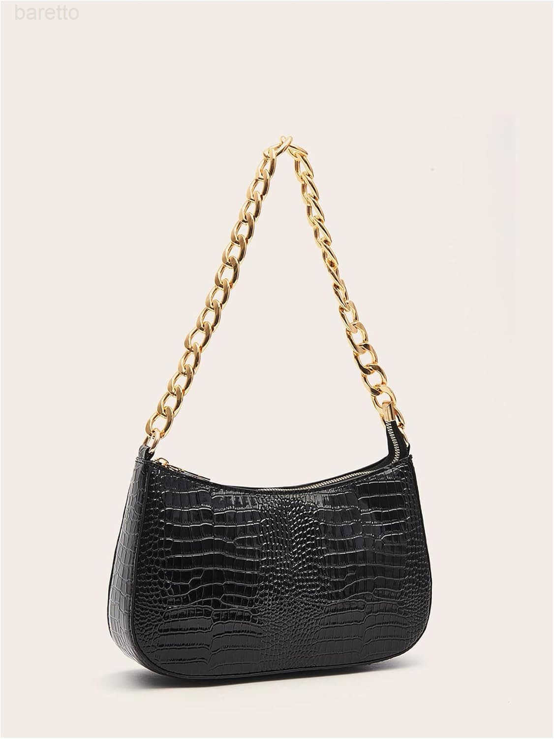 Womens PU Leather Crocodile Print Zipper Single Shoulder Party Handbag Tote Bag Z250909
