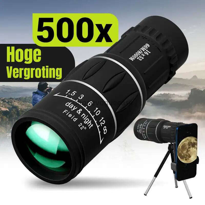 16X52 Long Range Monocular Telescope - Power, Dual Focus, Optical Zoom Scope, High Magnification For Night Spyglass Use