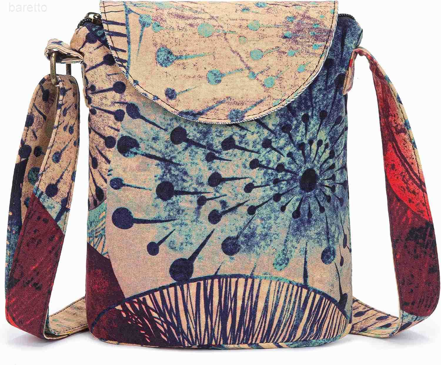 Womens Retro Small Size Canvas Shoulder Bag Hippie Boho Crossbody Handbag Z250909