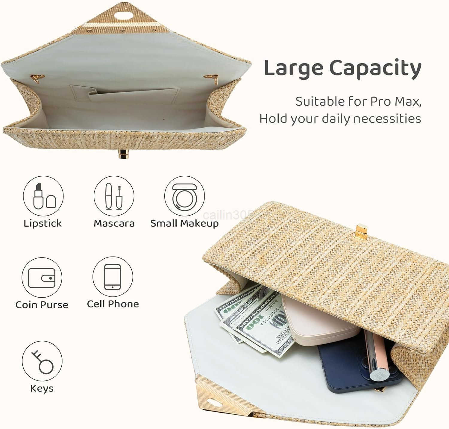 Purses for Women Envelope Evening Handbag Party Wedding Purse HandWoved Holiday Beach Bags with Chain Z25909
