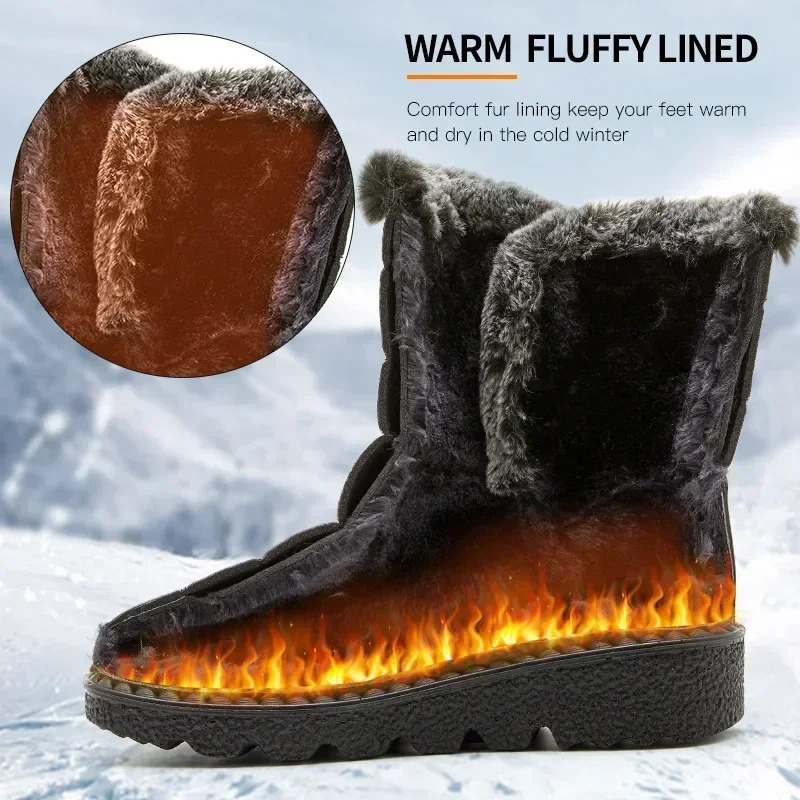 Waterproof Winter Boots for Women Faux Fur Long Plush Snow Boots Woman Platform Shoes Warm Cotton Couples Ankle Boots 250903
