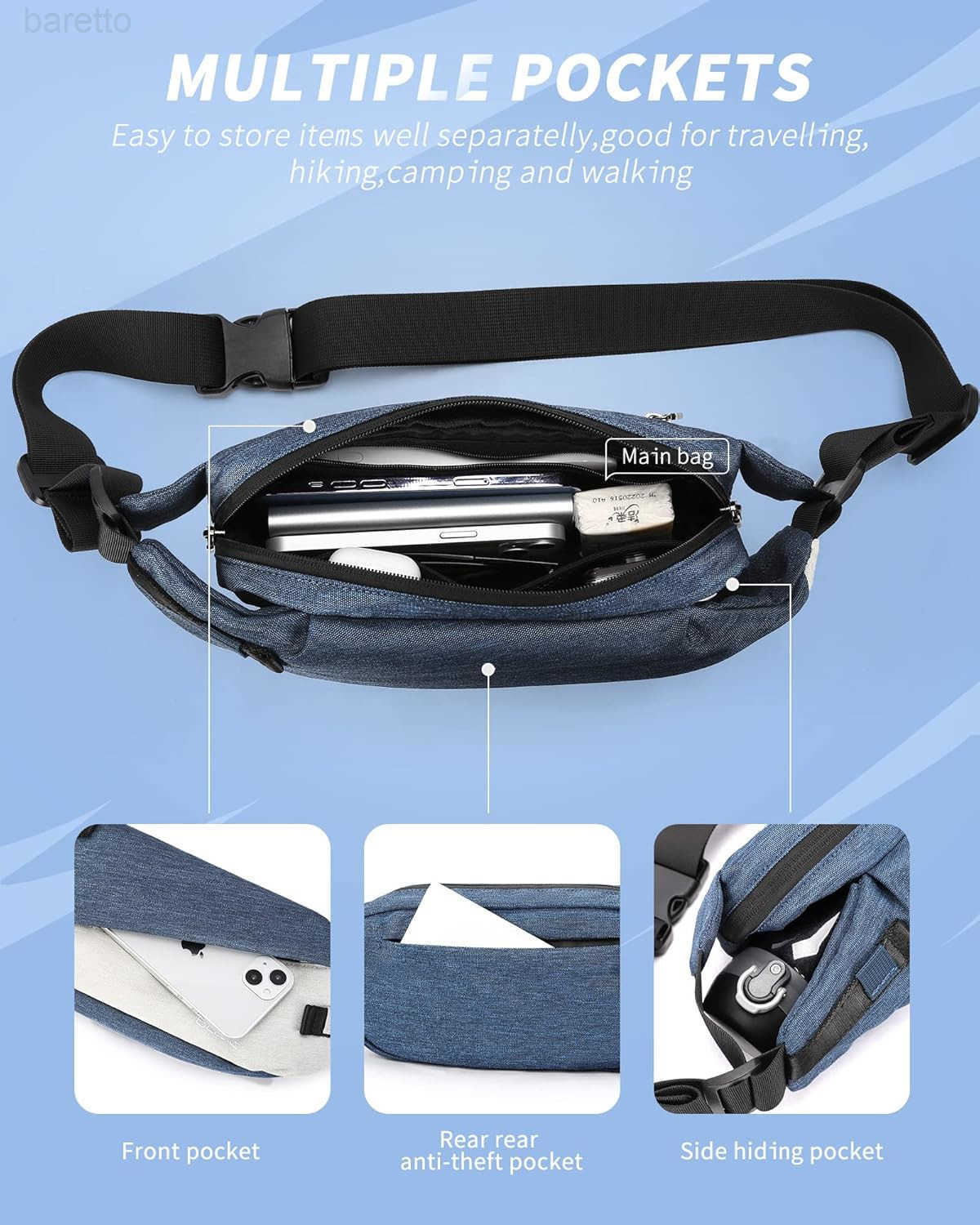 Pack For WomenCrossbody Sling Bags For WomenWaist Packs For MenBelt Bags Travel Fanny PackCasual Daypack Shoulder Bag Running Tactical Man Purse Z2509