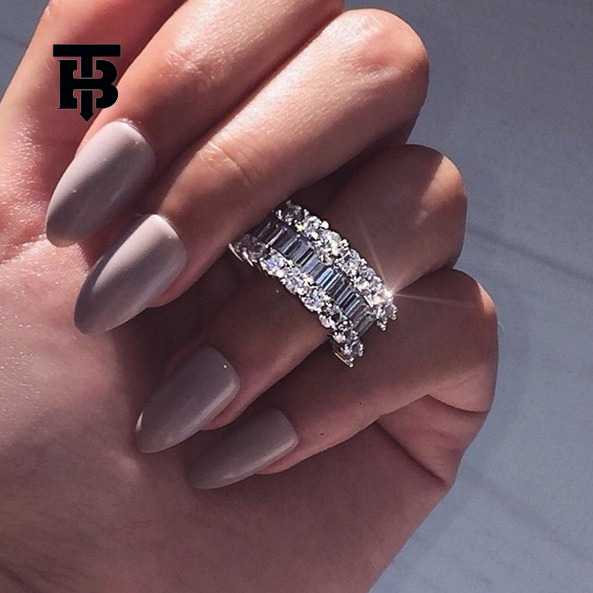 TB BHULAMTE Free Shipping New Designer Accessories Wish Hot Sale Full Diamond Square Zircon Ring Fashion Women's Heart-shaped Diamond Wedding Rin