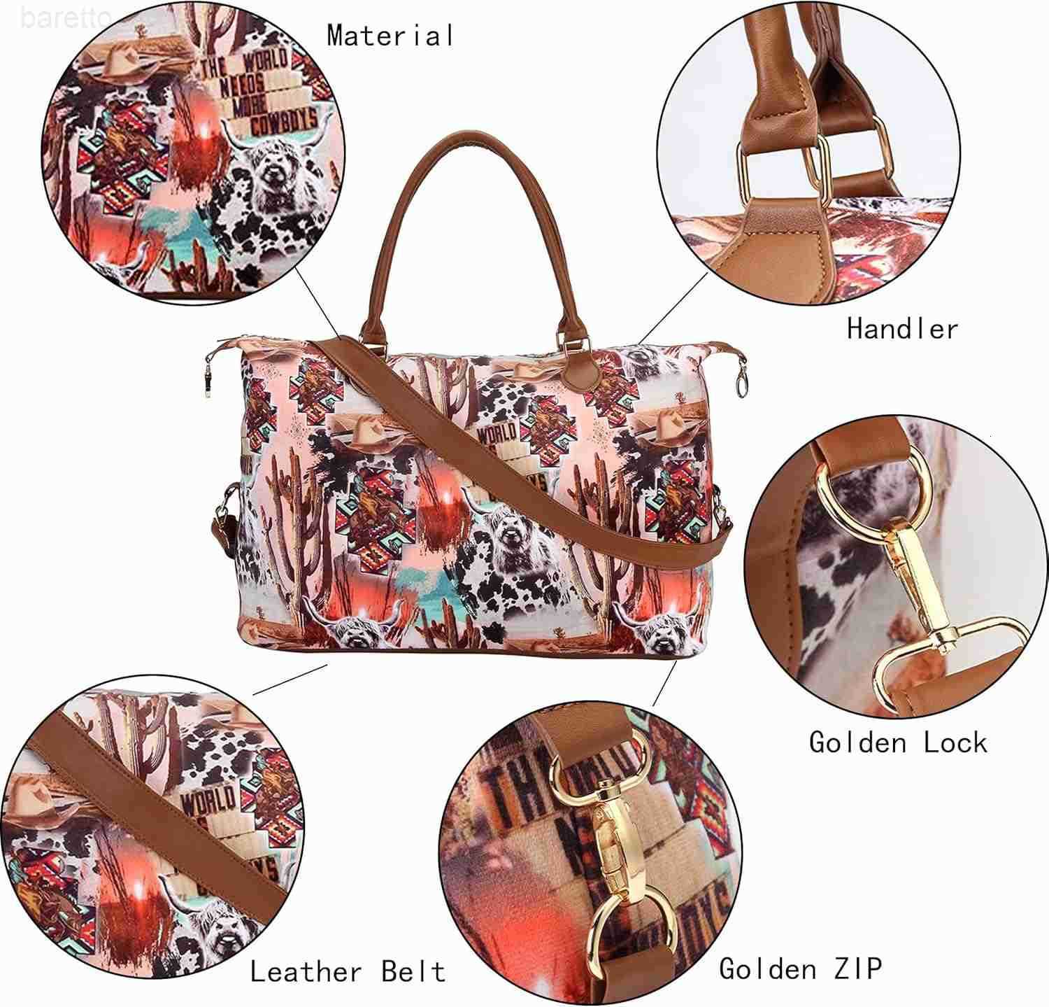 Bag Duffle Bag For Women Large Travel Tote Bag Overnight Weekend Bags With Shoulder Strap Cow Leopard Atzec Z250909