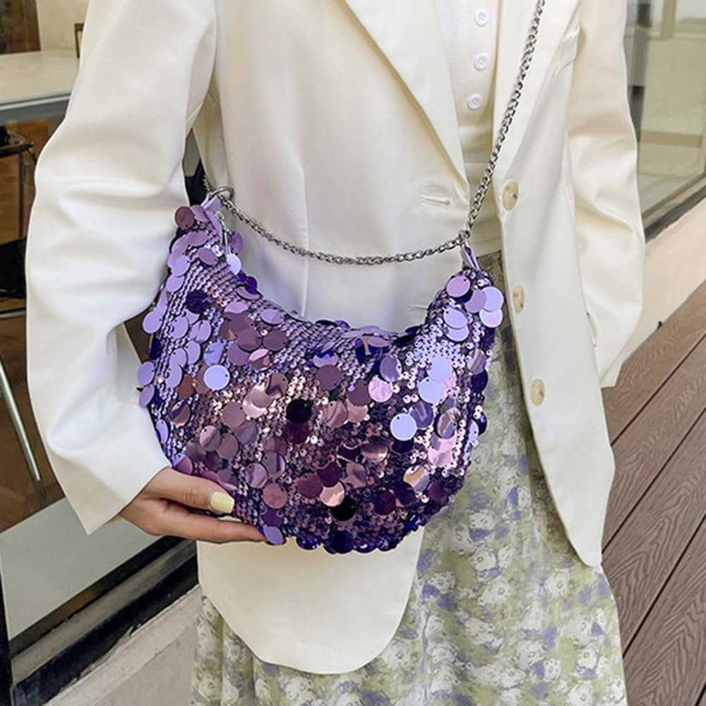 Womens Evening Handbag Large Sequin Evening Bag Purses for Women Glitter Sparkly Handbag with Link Chain for Party Z25909