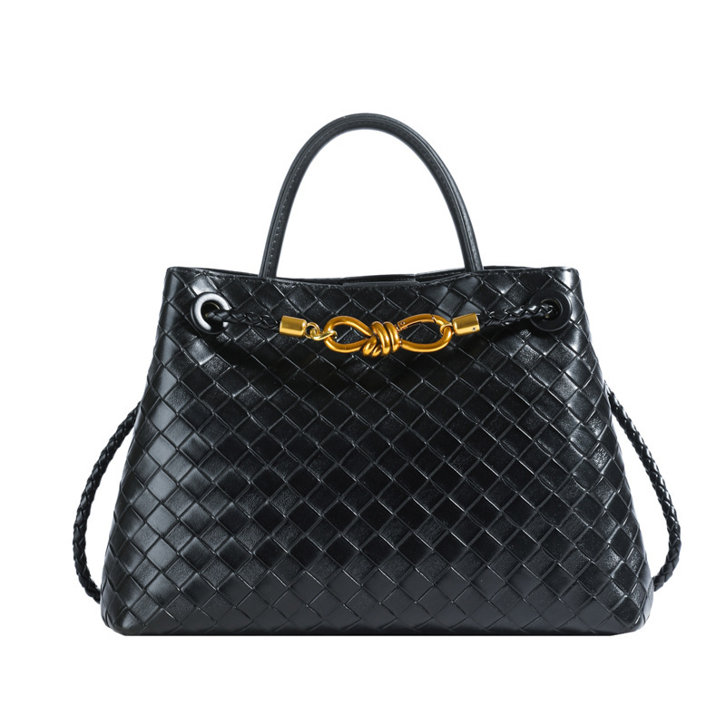 new women s bag luxury bag niche high end leisure metal rope buckle woven shoulder bag designer bag retro handbag shoulder bag