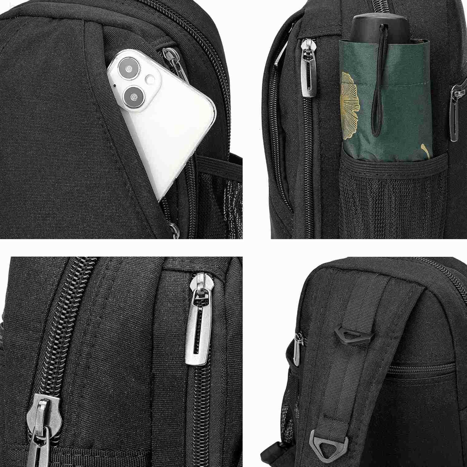 Sling Bags Chest Shoulder Backpack Crossbody Bag One Strap Daypacks Outdoor Travel for Men Women Black010 Z250909
