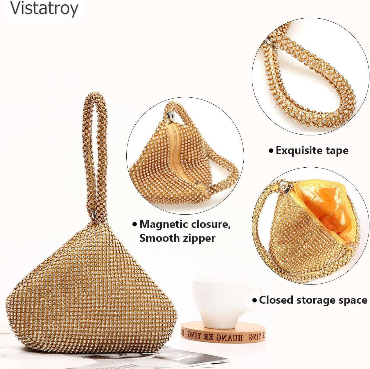 Evening Bag Sparkly Rhinestone Purse Triangle Designer Chain Clutch Purse Bag Party Prom Wedding Purse Z25909