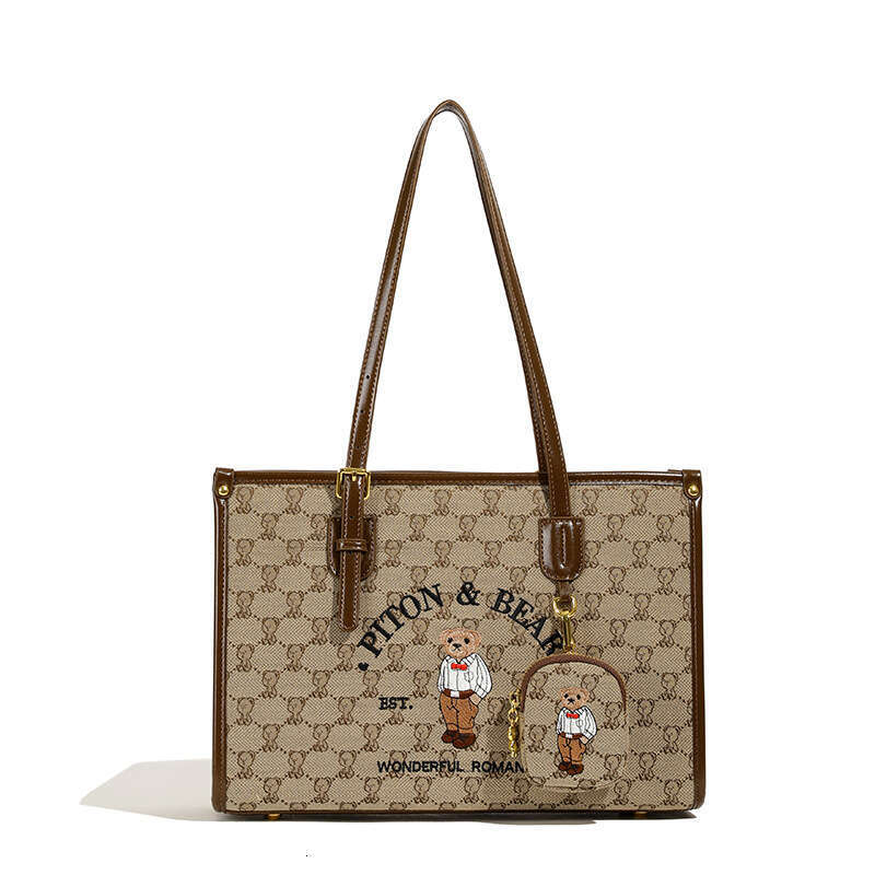 Embroidery Beibao Canvas Color-Block Large Capacity Single Shoulder Underarm Tote Bag For Women 2024 New Model