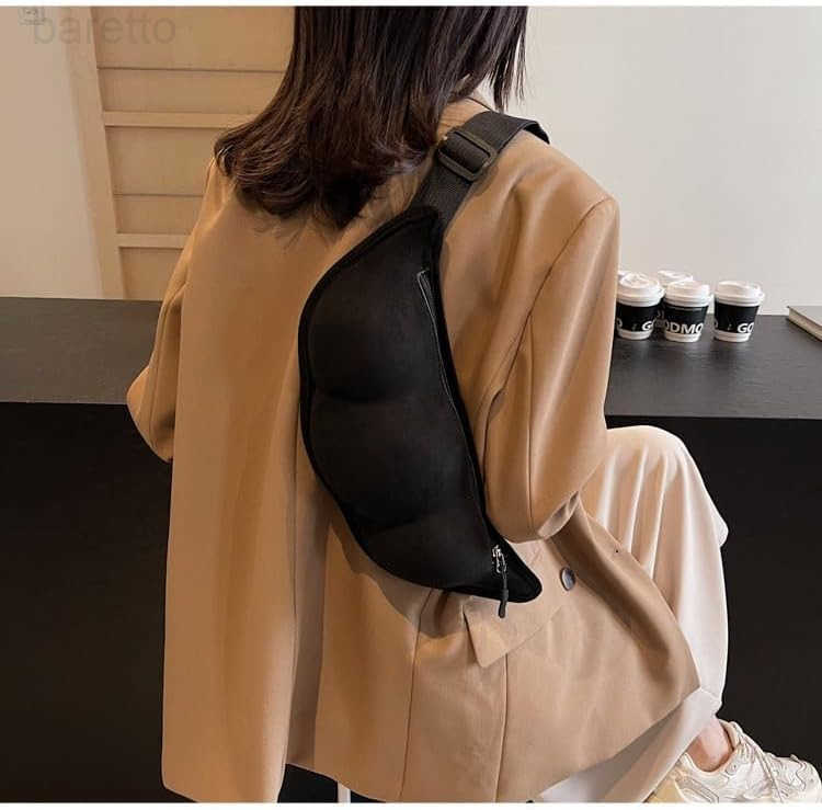 Green Soybeans Shaped Crossbody Bag Novelty Bag Cute Pea Shaped Funny Pack Plush Chest Purse for Women Z250909