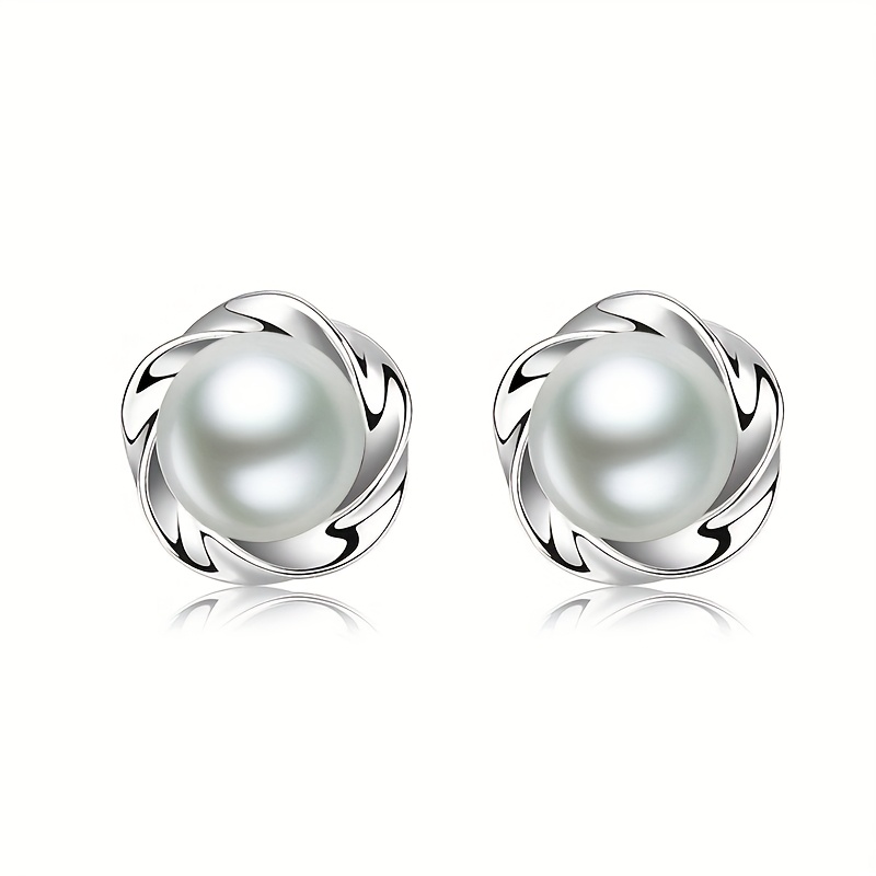 Everyday Elegance, Elegant Ladies Artificial Pearl Earrings - Handsome Alloy Fashion Jewelry, Classic Round Design, Perfect for Everyday Wear, Pearl E