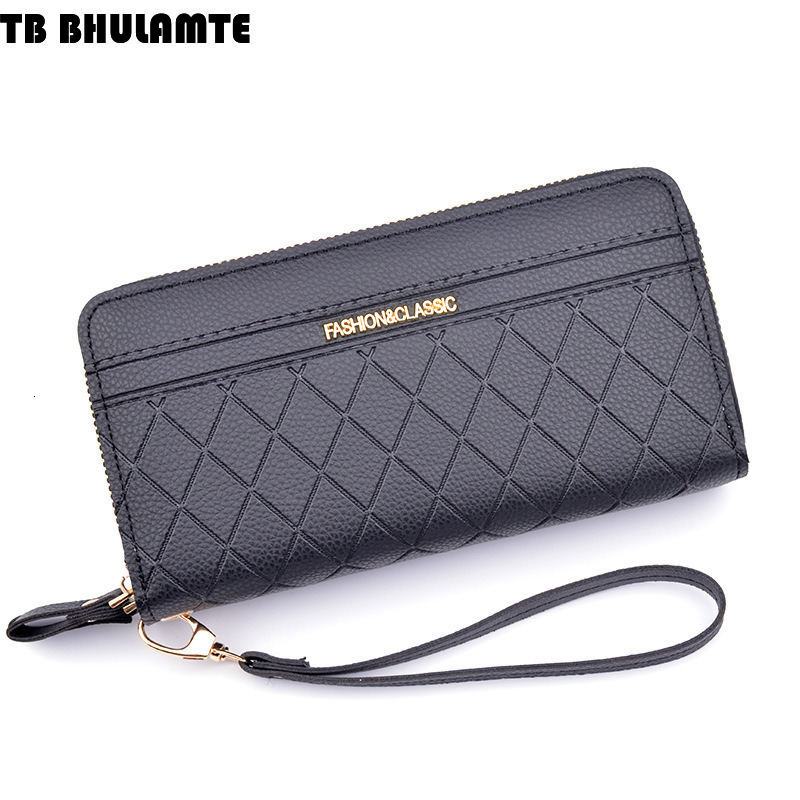 TB BHULAMTE Designer Luxury Bag Wallet New Women's Wallet Long Double Zipper Clutch Fashion Plaid Large Capacity Double Layer Wallet Coin Phone B
