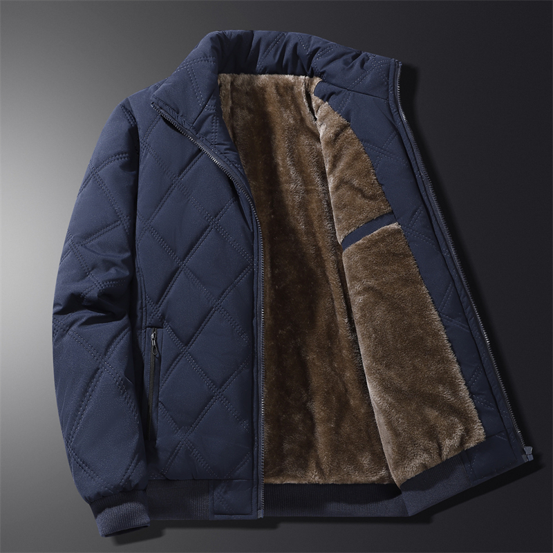 hot Designer free shipping Classic and comfortable cotton jacket new mens autumn and winter standing collar with plush insulation warm cotton jacket