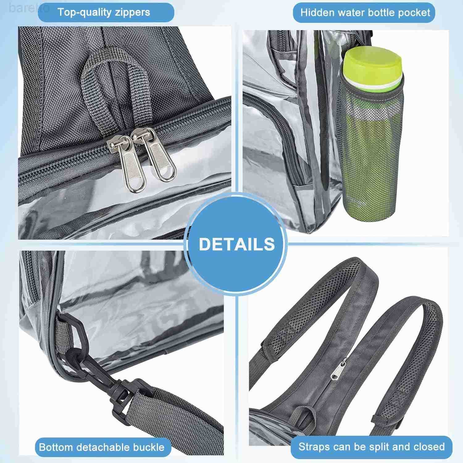 Backpack Stadium Approved Sling Bag with Adjustable Reinforced Straps 3 in 1 Crossbody Bag for Festivals and Games Grey Z250909