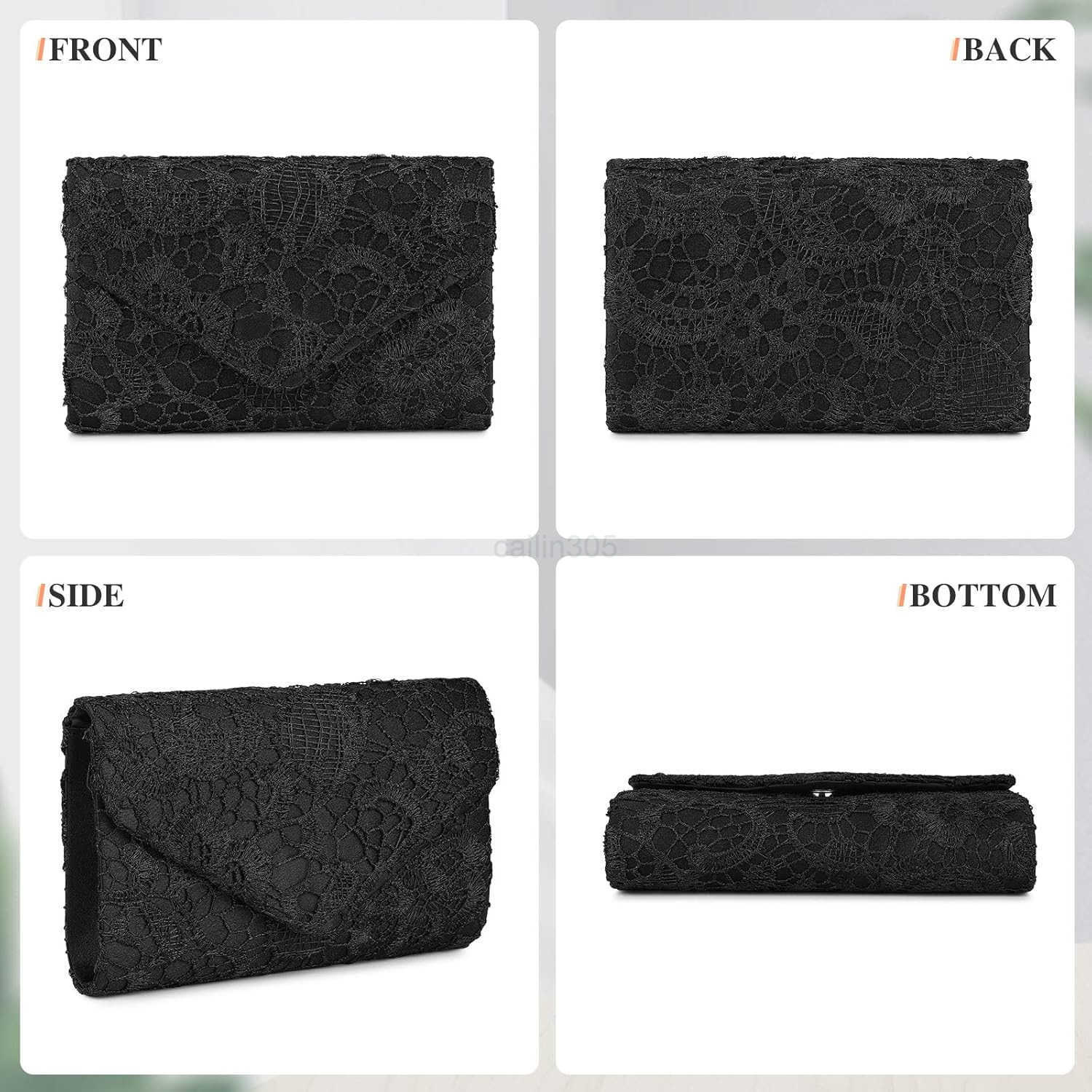 Evening Bag Lace Clutch Purse for Women Formal Elegant Envelope Wedding Party Cocktail Crossbody Shoulder Bag Z25909