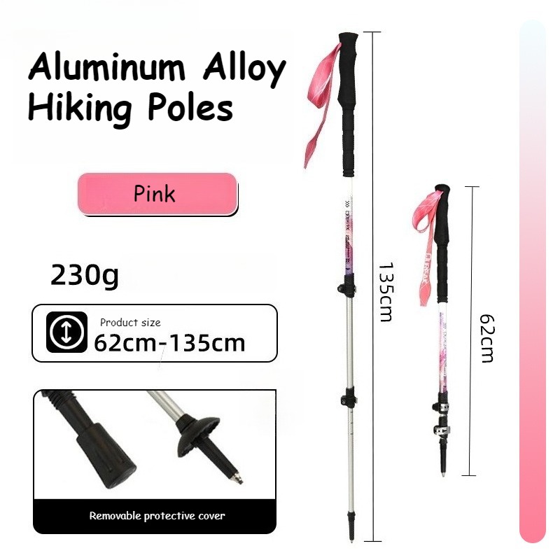 Aluminum Alloy Trekking Poles Telescoping Lightweight Hiking Sticks Portable Walking Stick with EVA Handle for Women Men Hiking Camping Climbing