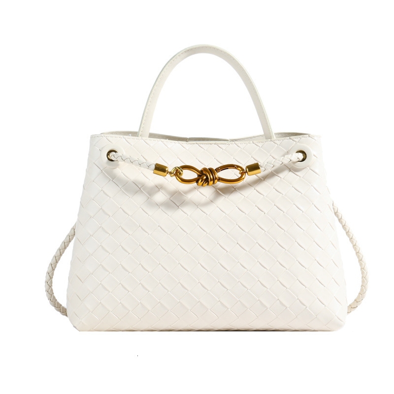 new women s bag luxury bag niche high end leisure metal rope buckle woven shoulder bag designer bag retro handbag shoulder bag