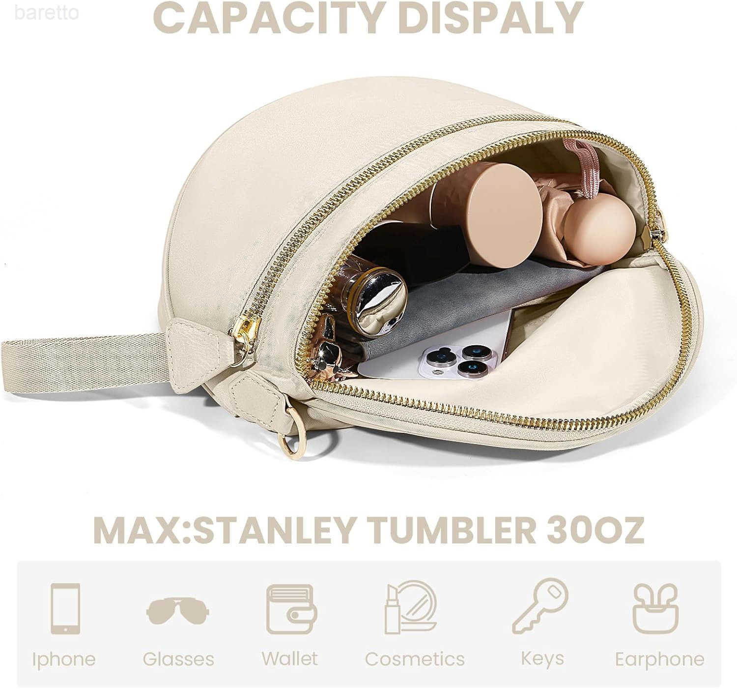 Colour Bum Bags for Women Crossbody Spacious Nylon Crossbody Bag Fanny Packs Slouchy Oversized Purse Belt Bag BEIGE Z250909