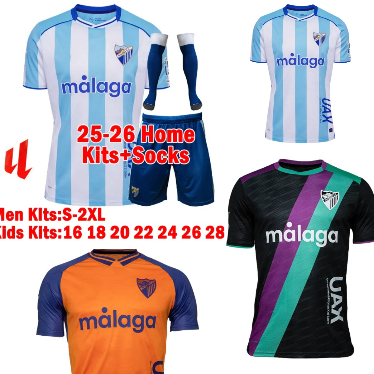 25 26 Malaga CF Soccer Jerseys DIONI Retro 1997 98 2012 13 Football Shirts ANTONITO C. D.LARRUBIA CHUPE BATURINA Camisetas de Futbol Uniforms kids kits Sets