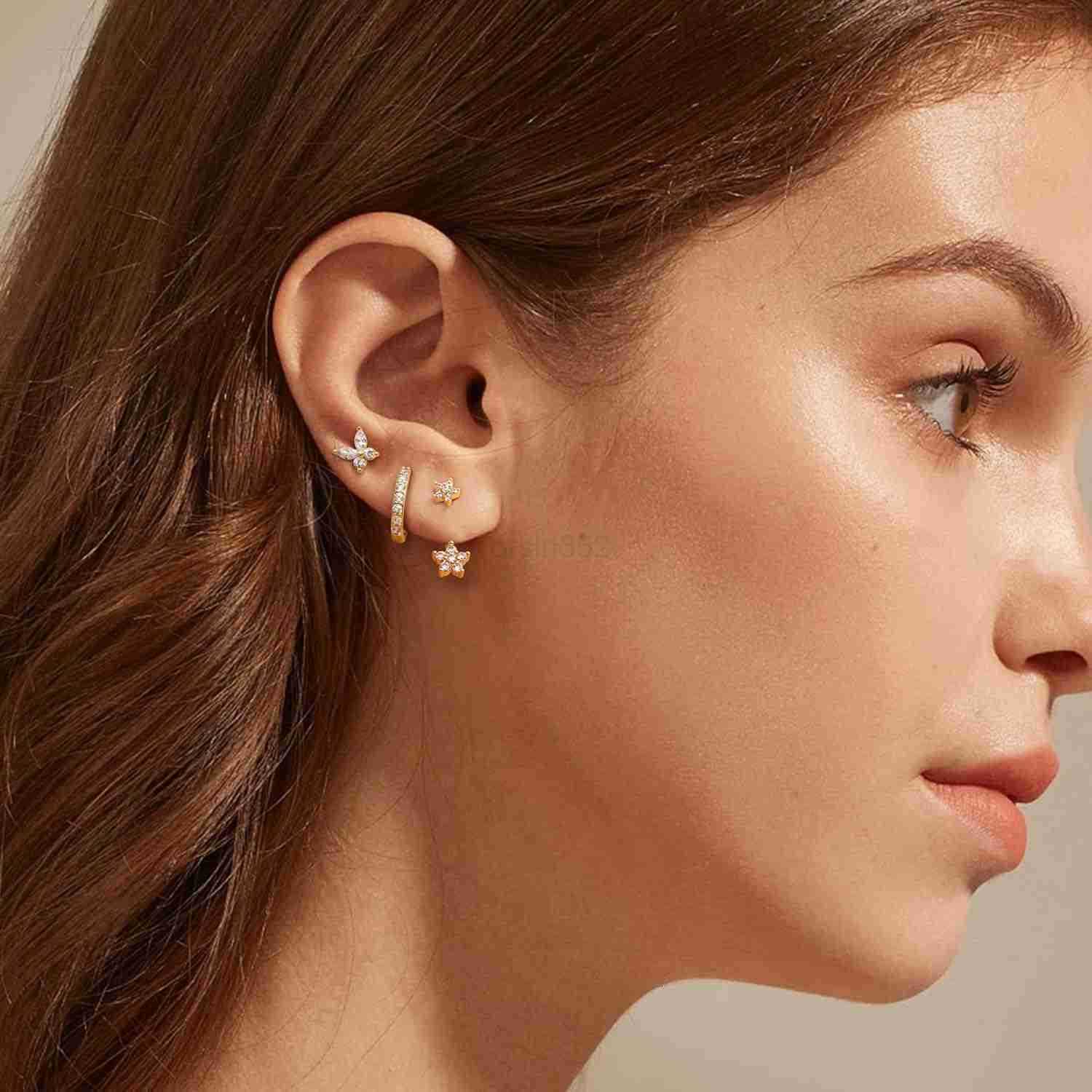 14K Gold Earrings for Women S925 Sterling Silver Earrings for Multiple Piercings Cartilage Stud Small Hoop Dainty Earrings SetW250909