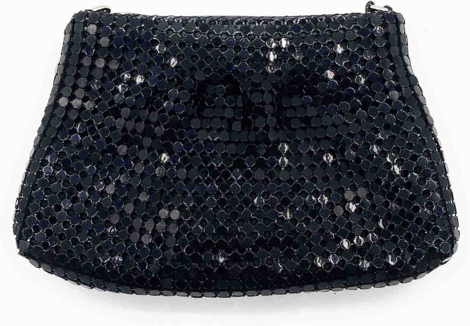 Mini Crossbody Purse for Women Shiny Metal Mesh Coin Card Holder with Chain Small Evening Pouch Bag Z25909