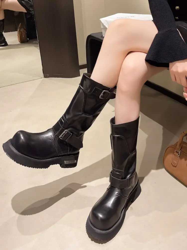 Muffin Martin Dark Handsome Head 2025 New Retro Tall Big Head Tooling Womens High Heels Knight Boots W250909 - view 5