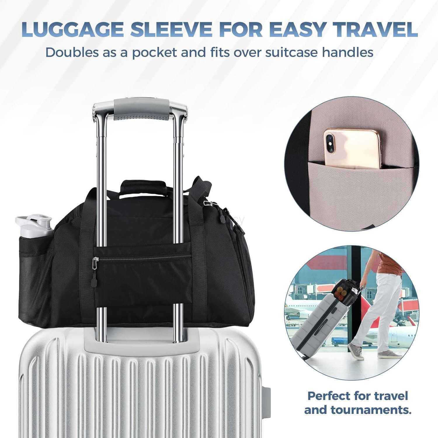 Pickleball Bag for Men Women 40L Duffle Bag with Thermal Paddle Pocket Shoe Compartment Fence Hooks Mesh Ball Holders WaterResistant Pickle Ball Bag f