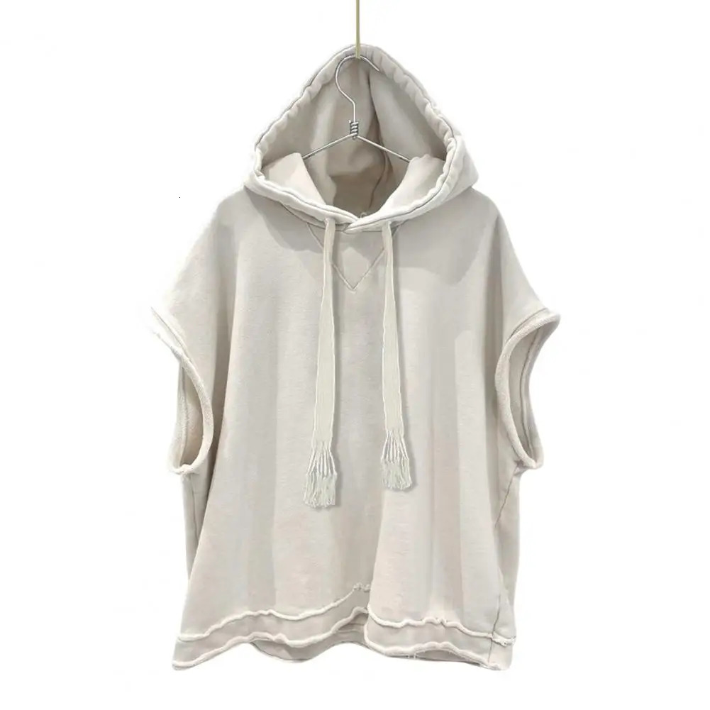 Men Solid Color Tshirt Loose Hoodie Mens Sleeveless Hooded Tank Top with Drawstring Hip Hop Streetwear Pullover for Casual 250909