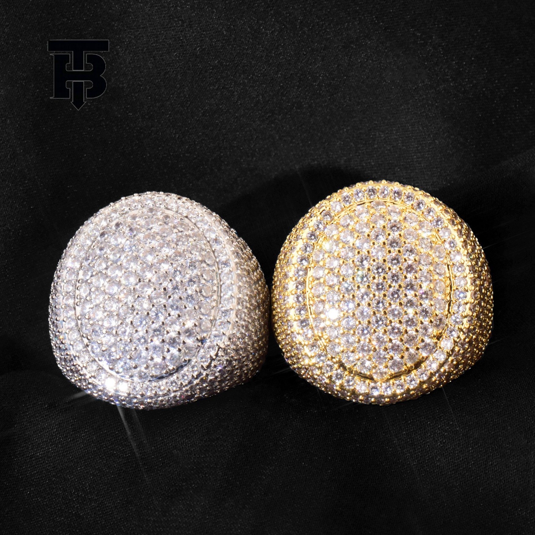 TB BHULAMTE Free Shipping New Designer Accessory Egg Shaped Ring Copper Inlaid Zircon Full Diamond Personalized Hip-hop Fashion