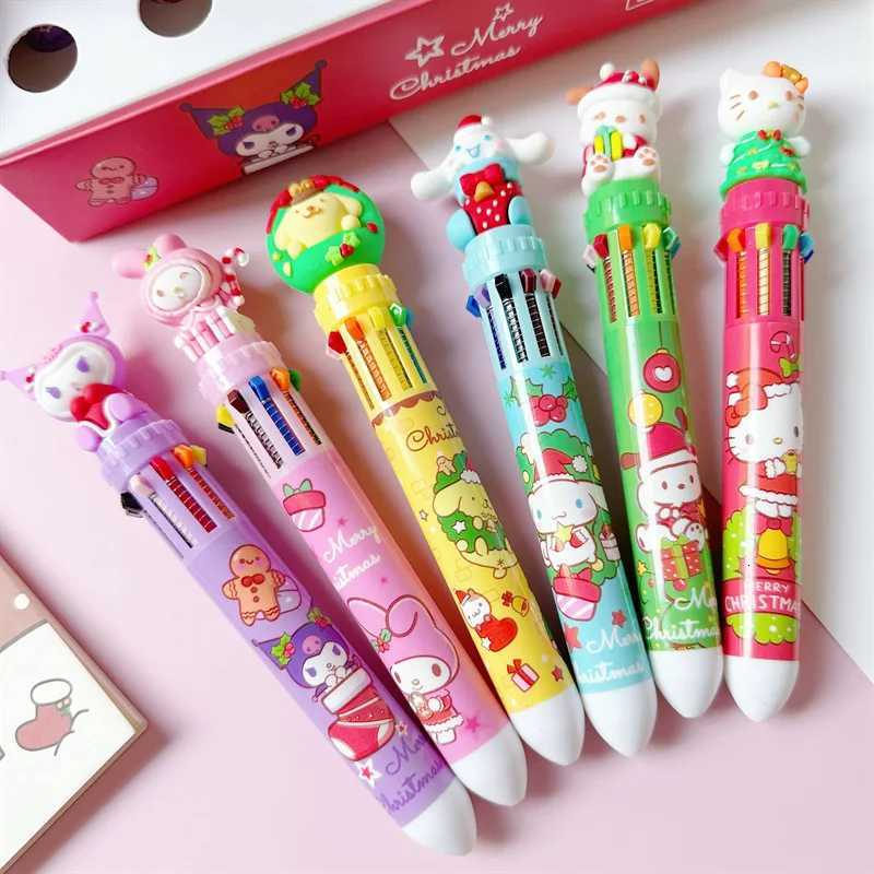 Sanrio 36pcs Ballpoint Pen Christmas 10color Pen 05mm Student Kawaii Stationery Press School Office Supplies Gifts L250908